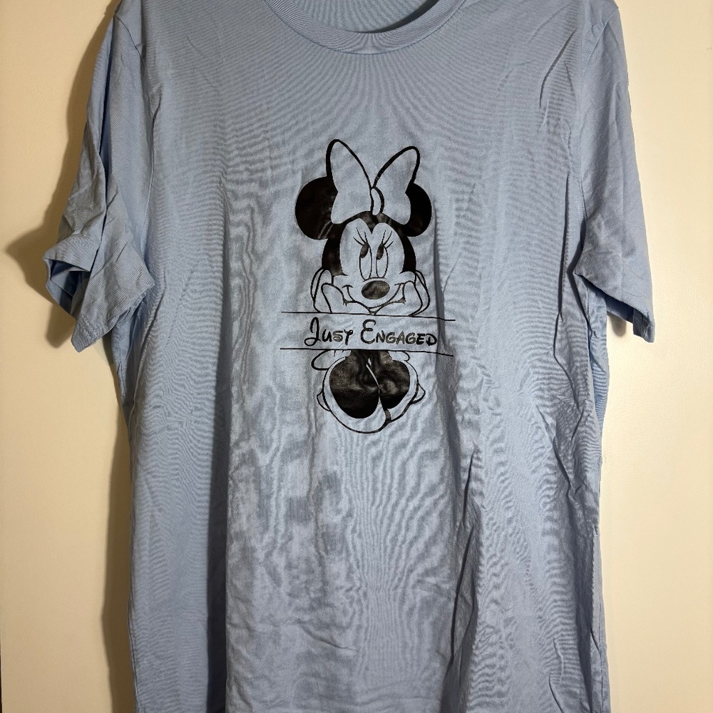 Bella Canvas Disney‎ Minnie Mouse "Just Engaged" Blue T-shirt Size XL